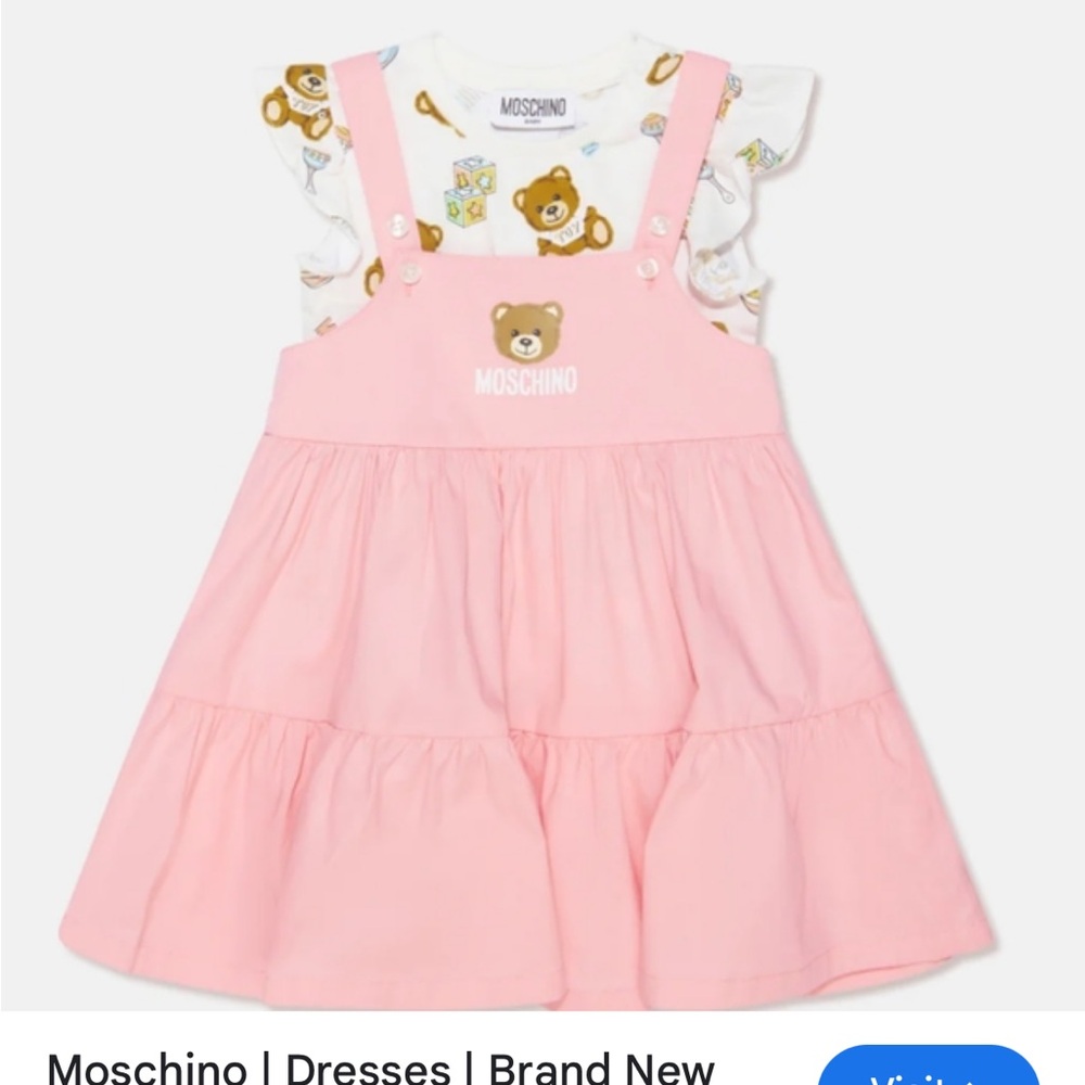 NWT Moschino Baby Girls Pink CottonTeddy Bear Dress Set SIZE 3-6 months